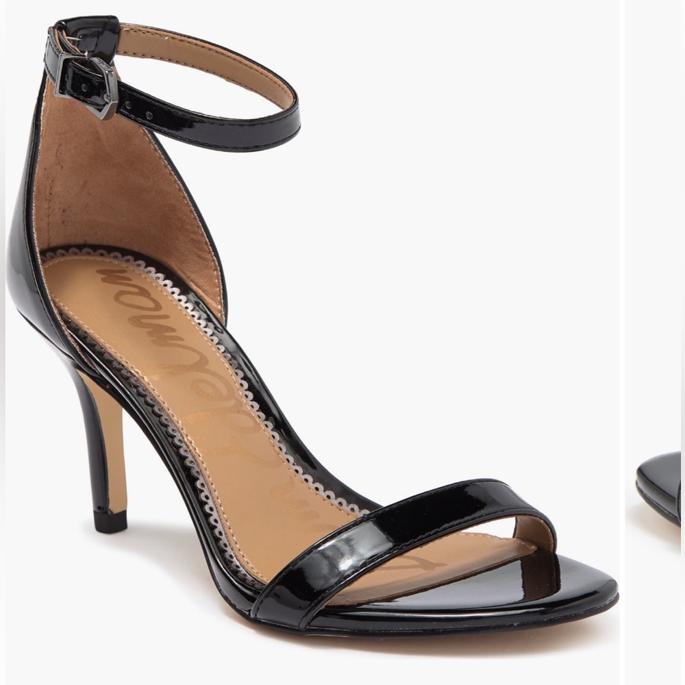 NIB Sam Edelman Patti black patent ankle strap heels sz 8M